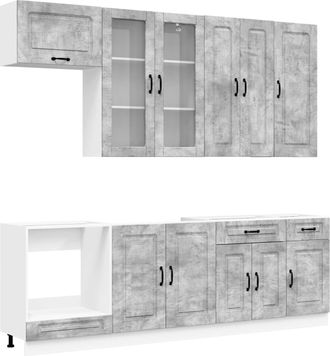 vidaXL Unidad De Cocina Kalmar 8 Uds. Gris Hormig&oacute;n Vidaxl