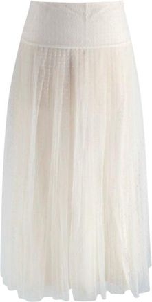 Dior Christian Dior Cream Mid-Length Pleated Tulle Skirt Size XS