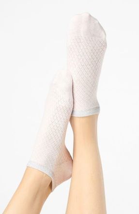 Orobl&ugrave; Metallic Cuff Cotton Blend Pointelle No-Show Socks in White at Nordstrom