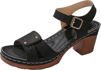 Generic Summer Shoes for Women UK Ladies Open Toe Orthopedic Wedge Sandals Wide Fit Comfort Cushioned Chunky Block Heels Slingback Sandals Footwear Fashion We