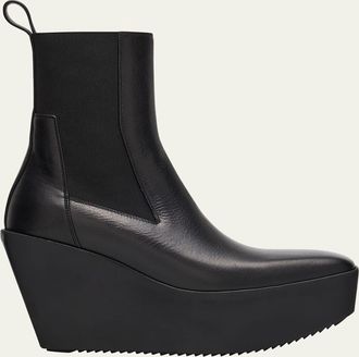 Rick Owens Sliver Leather Platform Beatle Boots