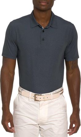 Robert Graham Hyde Birds Eye Performance Polo in Black at Nordstrom, Size Large