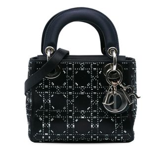 Dior Pre-owned Womens Lady Mini Crystal Handbag - Black Textile - One Size