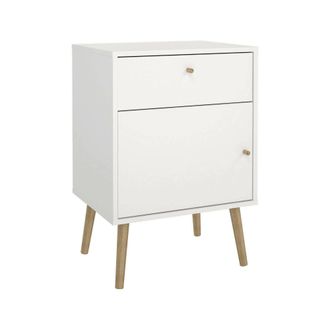 Dmora Dmora - Mesa De Noche Antenati, C&oacute;moda Baja, Mesilla De Noche, Estante De La Cama, 50x39 H72 Cm, Blanco