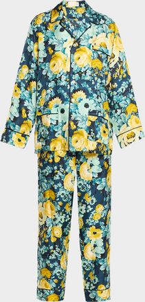 Olivia Von Halle Yves Floral-Print Silk Twill Pajama Set