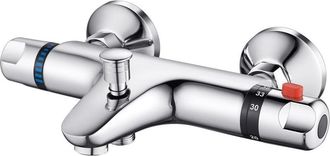 OEM Mezclador/grifo Termost&aacute;tico De Lat&oacute;n Para Ducha, Con Bot&oacute;n De Seguridad De 38 &deg;, Grifo Para Ba&ntilde;era Con 2 Salidas De Agua, Cromado