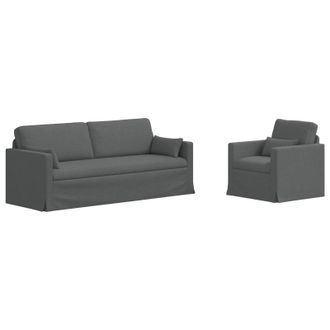 vidaXL Juego De Sof&aacute; 2 Uds. Gris Oscuro Tela Vidaxl