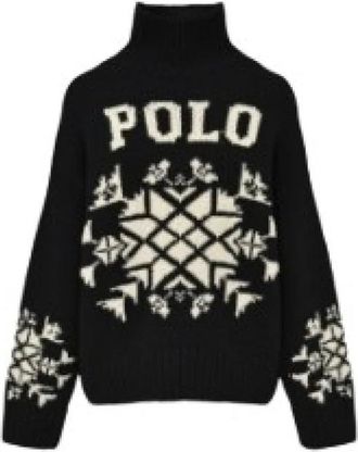 Polo Ralph Lauren Snowflake Wool Roll Neck Jumper - Dames - Truien - Zwart - Maat: M Wol