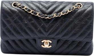 Chanel Pre-owned Classic Double Flap Shoulder Bag - Dames - Vintage Schoudertas - Zwart - ONE Size - Leer - Vintage