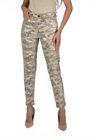 Frank Lyman Design Raelyn Reptile Print Denim Pant In Gold