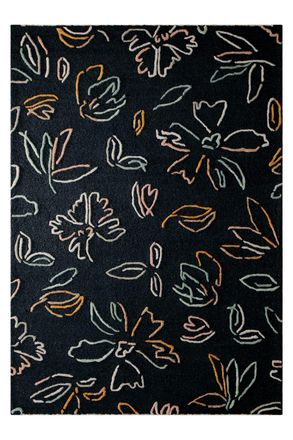 Wecon Home Alfombra floral de lana/viscosa, con relieve, antracita 70x140