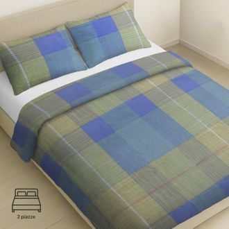 KASANOVA Parure copripiumino matrimoniale quadri cotone