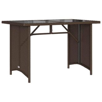 Berkfield Home Garden Table with Glass Top Brown 110x68x70 cm Poly Rattan | Size: 110 x 68 x 70 cm
