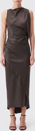 Victoria Beckham Abito midi asimmetrico Kyra con spalle scoperte