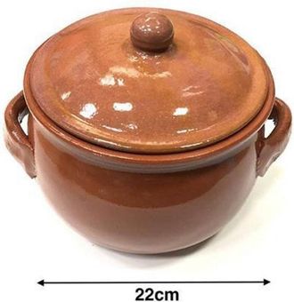 Trade Shop Trade Shop - Tegame Pot Terracotta Terracotta Con Manos Y Tapa Casa Cocci&oacute;n 22