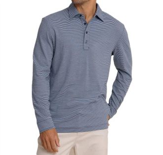 Southern Tide Sandy Cay Long Sleeve Knit Polo In Dress Blue