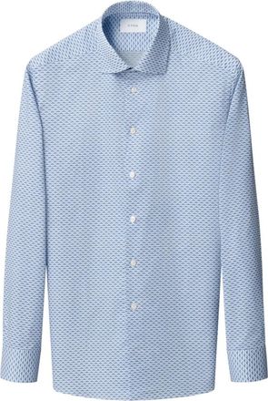 Eton Contemporary Fit Geometric Twill Shirt - Heren - Casual Overhemden - Blauw - 5XL - Katoen - Overhemden