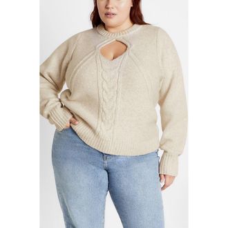 City Chic Salem Cutout Sweater in Cream at Nordstrom, Size Xxs