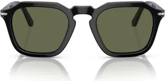 Persol PO3292S 50mm Polarized Square Sunglasses in Black/polar Green at Nordstrom