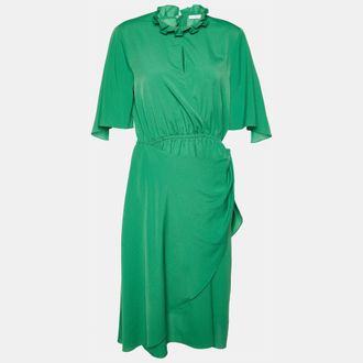 Sandro Green Chiffon Cut-Out Rebella Midi Dress