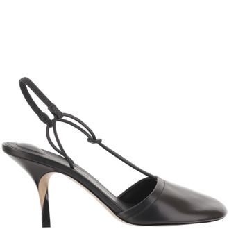 Jacquemus Black Pina Sculptural Lacquered Heel Leather Sandals