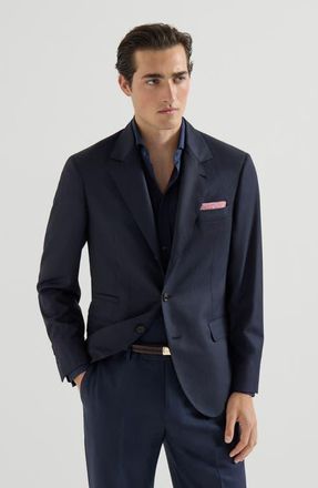 Brunello Cucinelli Houndstooth blazer in Navy Blue at Nordstrom, Size 52 It