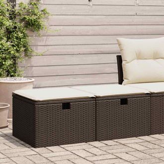 vidaXL vidaXL Set Divano Giardino 4 pz con Cuscini Marrone Polyrattan Acacia