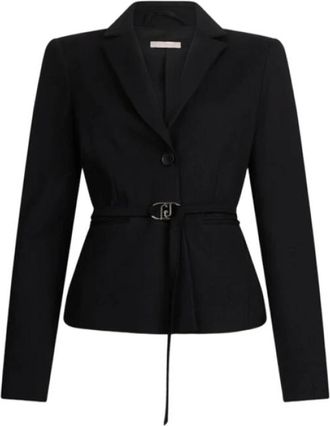 Liu Jo Jasje met Riem met Merklogo - Dames - Blazers - Zwart - 2XL - Polyester - Jassen