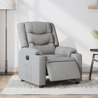 vidaXL Vidaxl - Sill&oacute;n Reclinable El&eacute;ctrico Tela Gris Claro