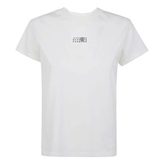 Maison Margiela Tops, Dames, Wit, S, Katoen, Numeric Katoenen Jersey T-shirt