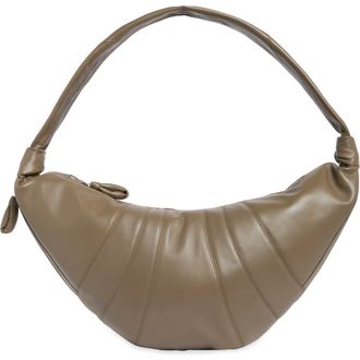 Christophe Lemaire Large Croissant Leather Crossbody Bag in Dark Khaki at Nordstrom