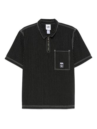adidas striped half-zip polo shirt - Black