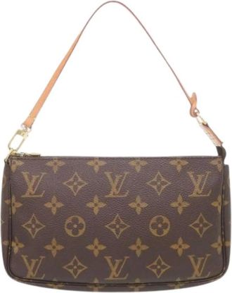 Louis Vuitton Pre-owned Monogram Pochette - Dames - Vintage Schoudertas - Bruin - ONE Size - Leer - Vintage