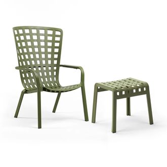 Nardi Folio verstellbarer Outdoor-Sessel + Poggio Hocker, agave