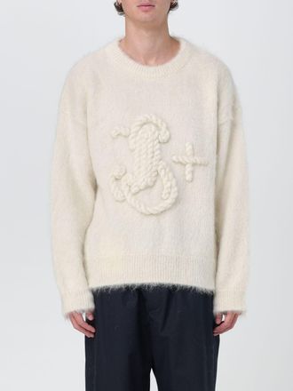 Jil Sander Mens Mohairblend Sweater Rope Design - Ivory Wool - Size EU 48 (Mens)