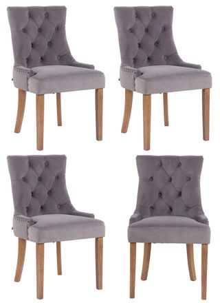 Clp Juego De 4 Sillas De Comedor Aberdeen En Terciopelo Gris Antiguo Claro