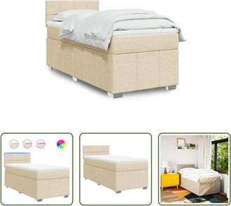 vidaXL Vidaxl Cama Box Spring Con Colch&oacute;n Tela Color Crema 90x200 Cm
