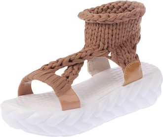 Generic Elevated Platform Sandals for Women Modern Comfort Casual Footwear with Thick Sole Design (Brown, 5.5)