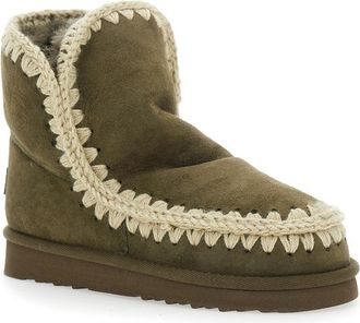 Mou Womens Green Ankle Boots With Crochet Details Suede