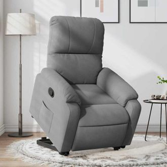 vidaXL Sill&oacute;n Reclinable Elevable Tela De Microfibra Gris Oscuro Vidaxl