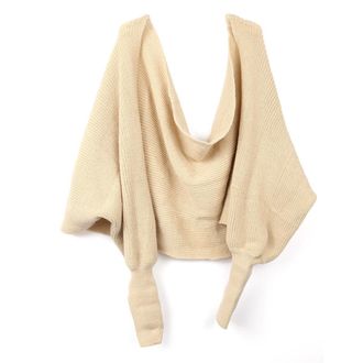 BESTOYARD Bestoyard Fashion Poncho Shawl with Sleeves Sleeved Winter Warm Knitted Scarf for Women - beige