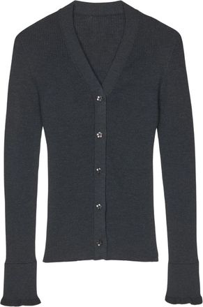Cecilie Bahnsen Ribbed Merino Cardigan - Dames - Vesten - Grijs - S - Wol - Truien & Vesten