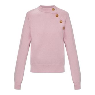 Balmain Cashmere Knitwear, female, Pink, Size: XS Crew Neck Sweater