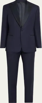 Giorgio Armani Mens Soft Woven Satin-Trim Single-Breasted Suit
