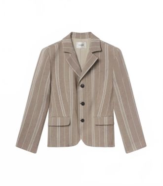 Frame Denim Womens The Linen Smart Blazer In Light Camel Multi