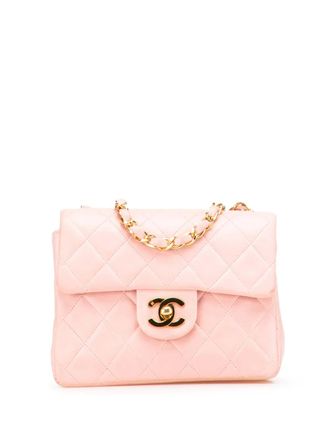 Chanel 1991-1994 Mini Square Classic Lambskin Single Flap crossbody bag - Pink