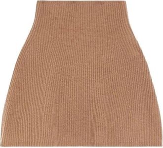 Max Mara Rokken, Dames, Beige, M, Wol, Wollen Kasjmier Geribbelde Cape