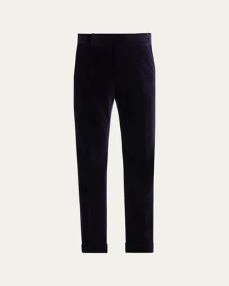 Tom Ford Mens Cotton Velvet Straight Leg Flat-Front Trousers
