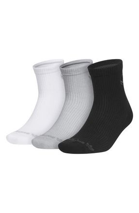 adidas Gender Inclusive Assorted 3-Pack Quarter Socks in White/Clear Grey/Black at Nordstrom, Size Medium