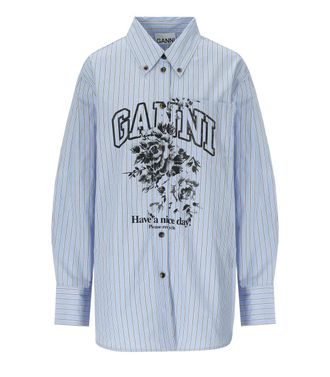 Ganni CAMICIA FLOWERS AZZURRA GANNI